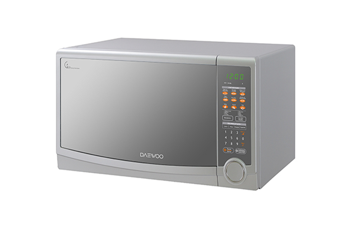 Horno de microondas Daewoo KOR-146HM plata acabado tipo espejo 1.4 pies