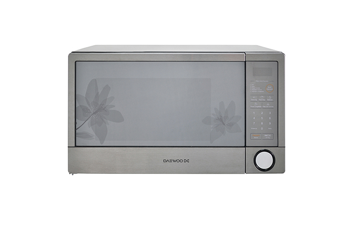 Horno de Microondas Winia KOR-1N5AML plata acabados acero inoxidable diseño  floral Lilium 1.1 pies. – DE HOGAR