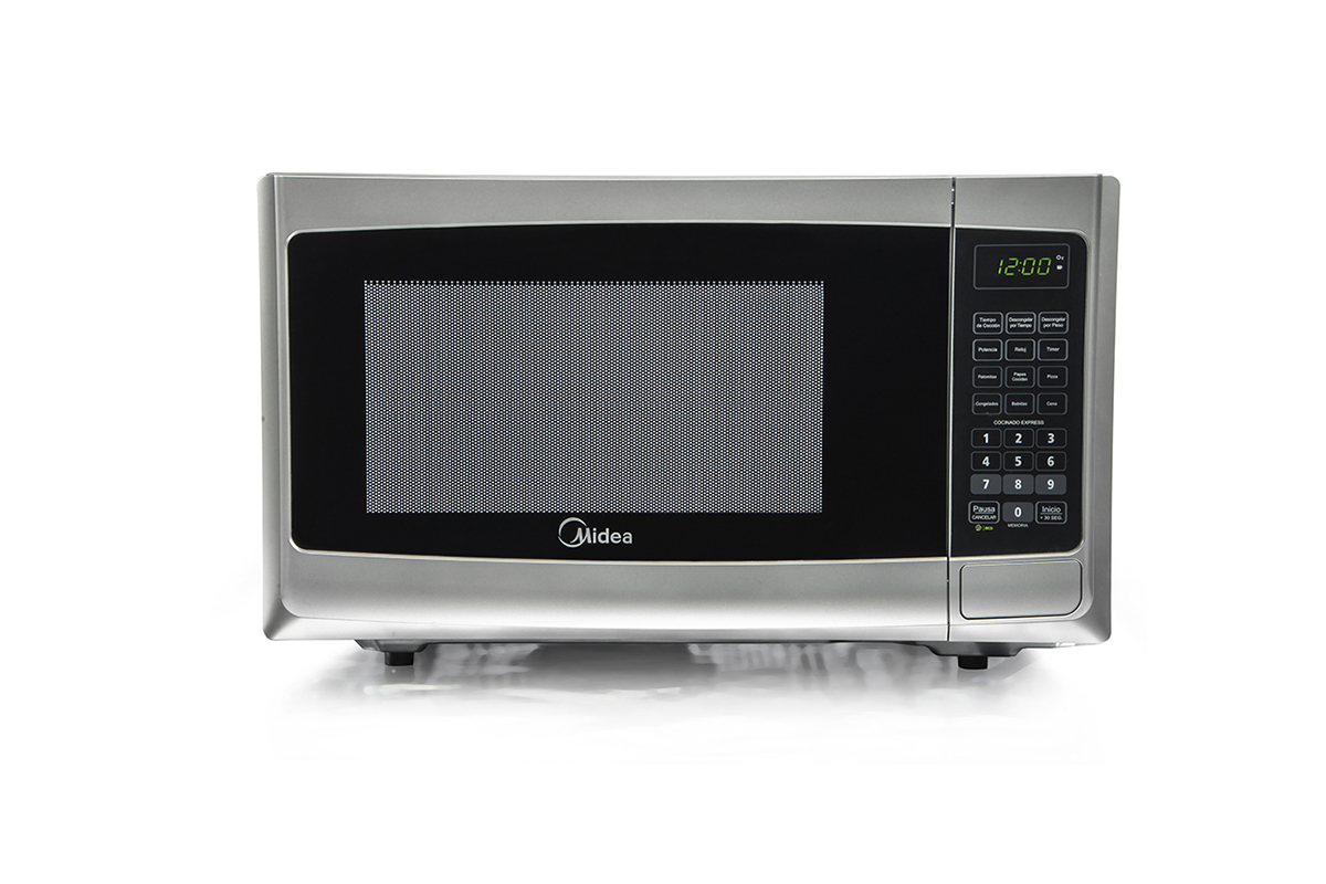 Horno de microondas Midea MMDP07S2BG plata terminado tipo espejo 0.7 pies.  – DE HOGAR